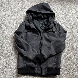 Else Dark Gray Hooded Bomber Jacket
